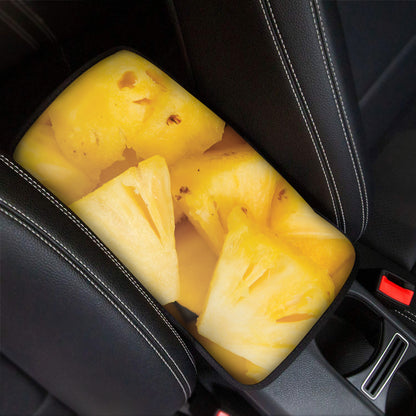 Yellow Pineapple Pieces Print Car Center Console Cover
