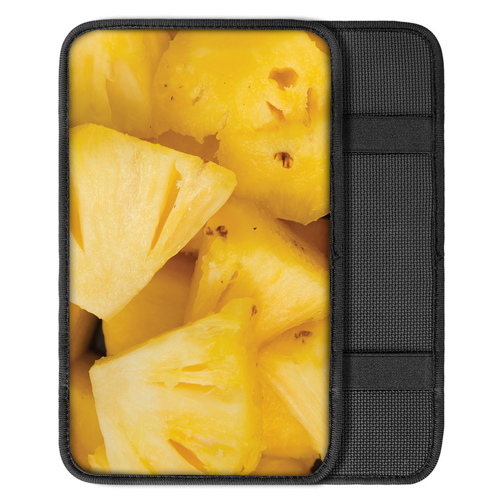 Yellow Pineapple Pieces Print Car Center Console Cover