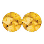 Yellow Pineapple Pieces Print Car Coasters