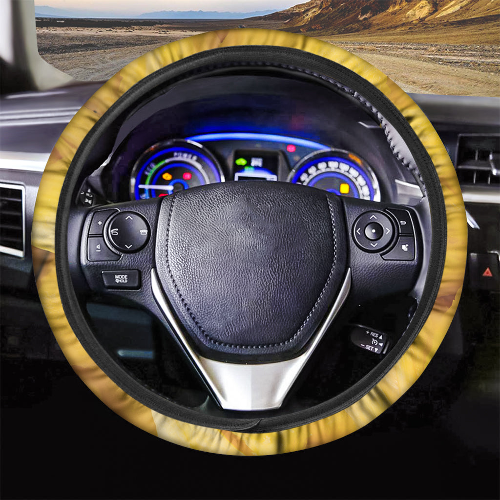 Yellow Pineapple Pieces Print Car Steering Wheel Cover