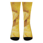 Yellow Pineapple Pieces Print Crew Socks