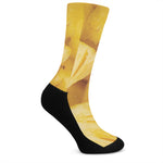 Yellow Pineapple Pieces Print Crew Socks