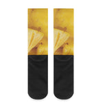 Yellow Pineapple Pieces Print Crew Socks