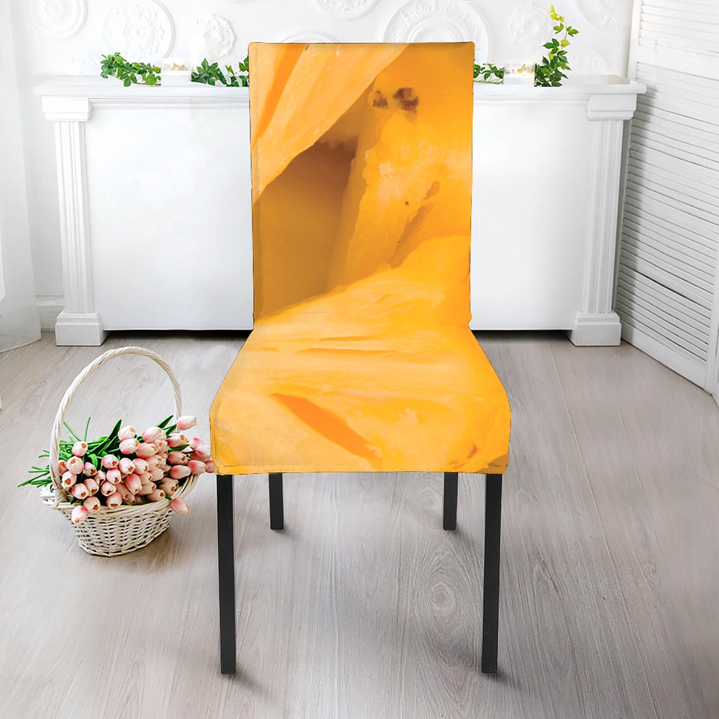 Yellow Pineapple Pieces Print Dining Chair Slipcover