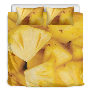 Yellow Pineapple Pieces Print Duvet Cover Bedding Set