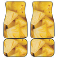 Yellow Pineapple Pieces Print Front and Back Car Floor Mats