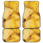 Yellow Pineapple Pieces Print Front and Back Car Floor Mats