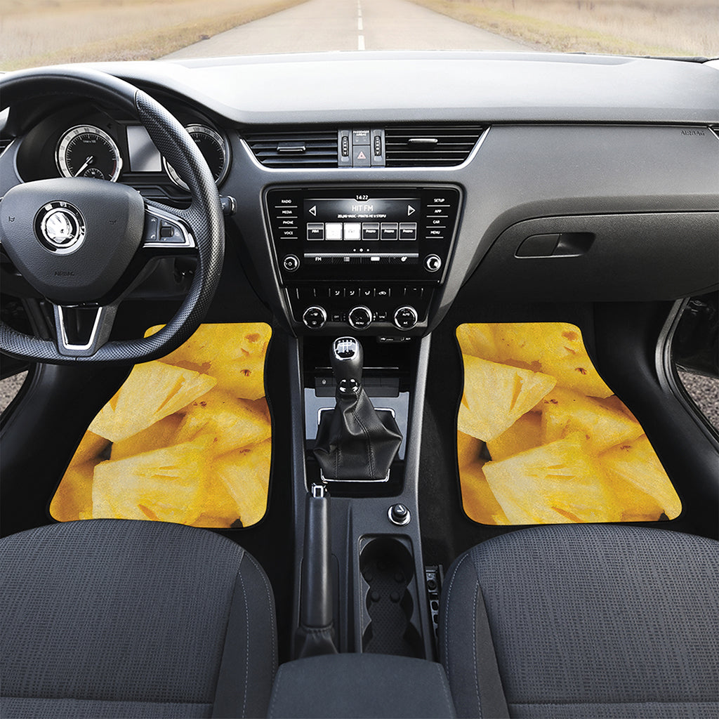 Yellow Pineapple Pieces Print Front Car Floor Mats