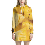 Yellow Pineapple Pieces Print Hoodie Dress