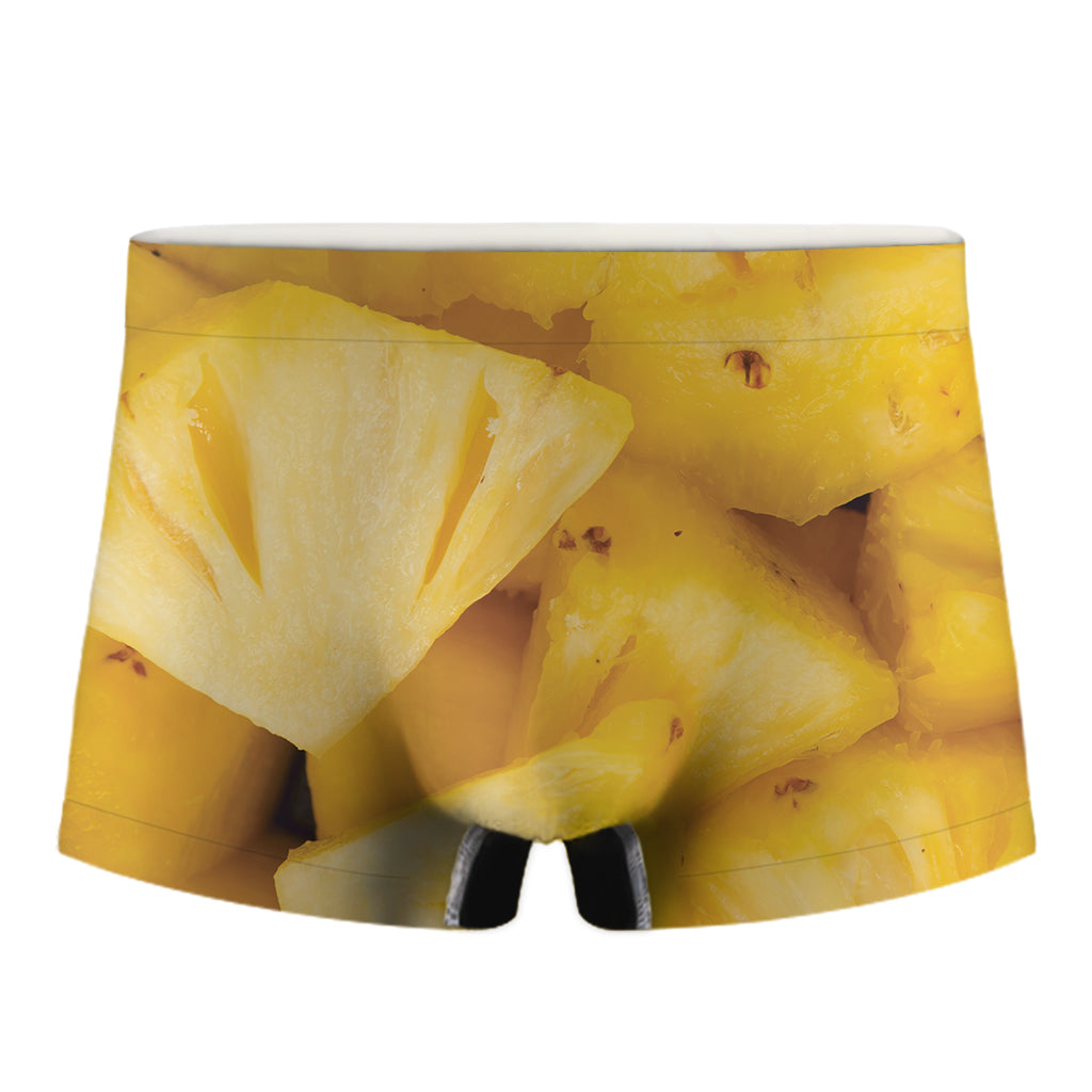 Yellow Pineapple Pieces Print Men's Boxer Briefs