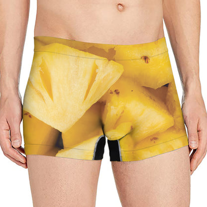 Yellow Pineapple Pieces Print Men's Boxer Briefs