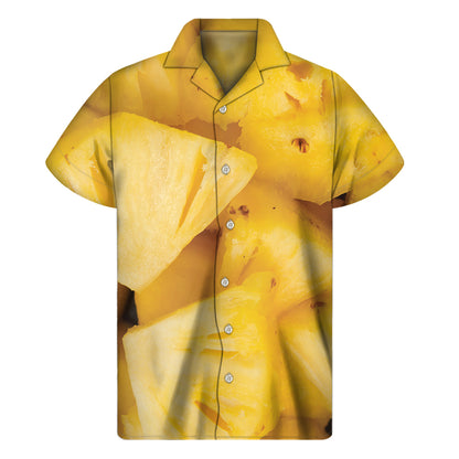Yellow Pineapple Pieces Print Men's Short Sleeve Shirt
