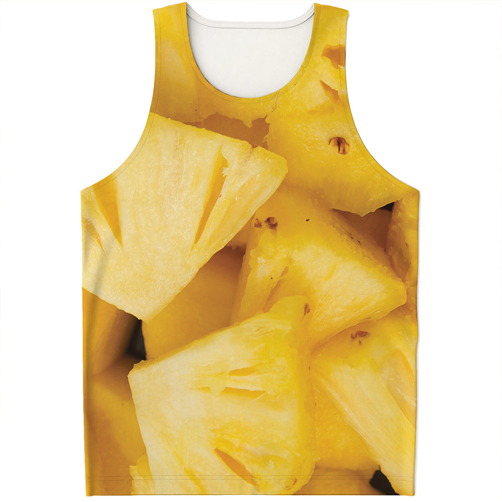 Yellow Pineapple Pieces Print Men's Tank Top
