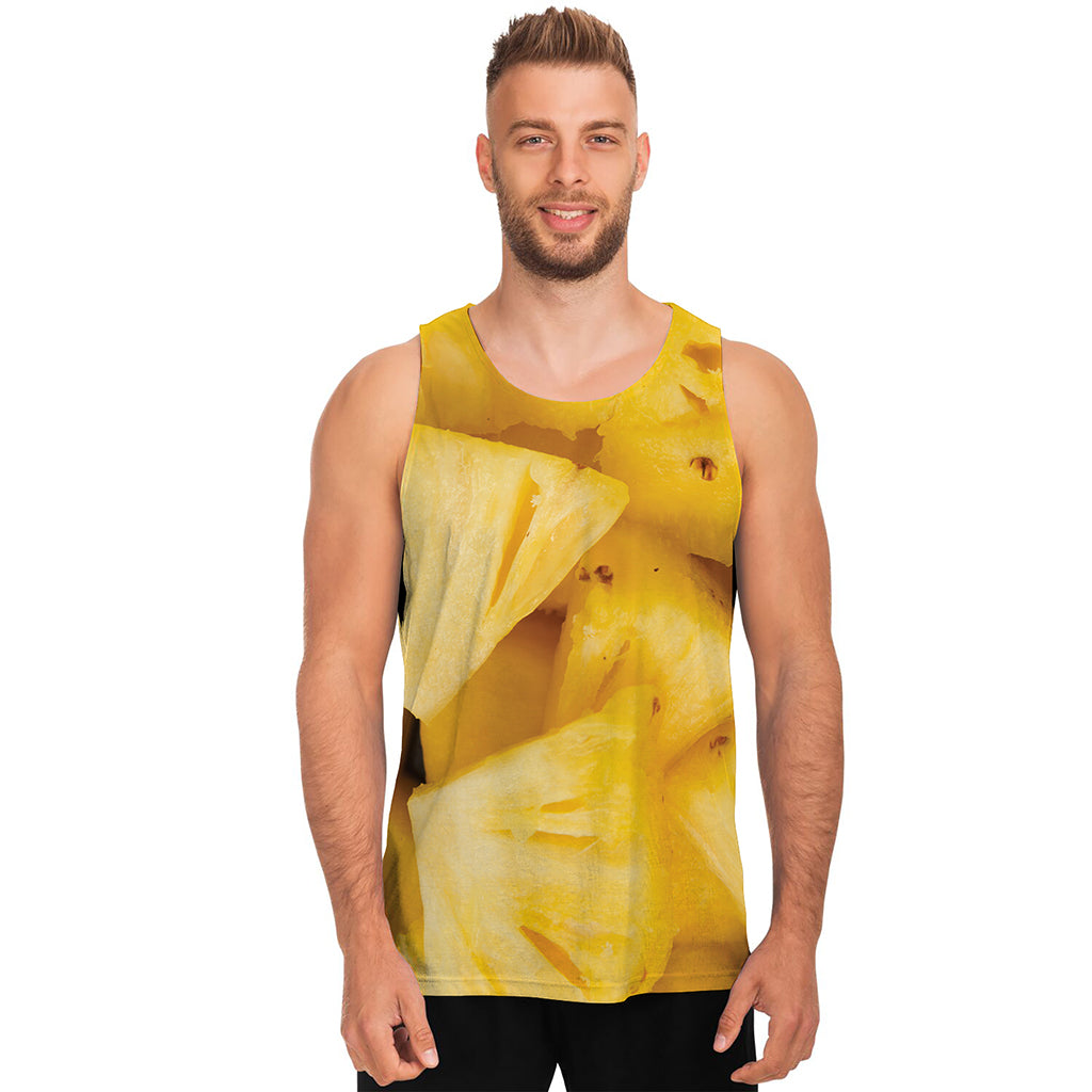 Yellow Pineapple Pieces Print Men's Tank Top