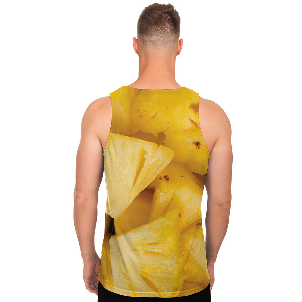 Yellow Pineapple Pieces Print Men's Tank Top