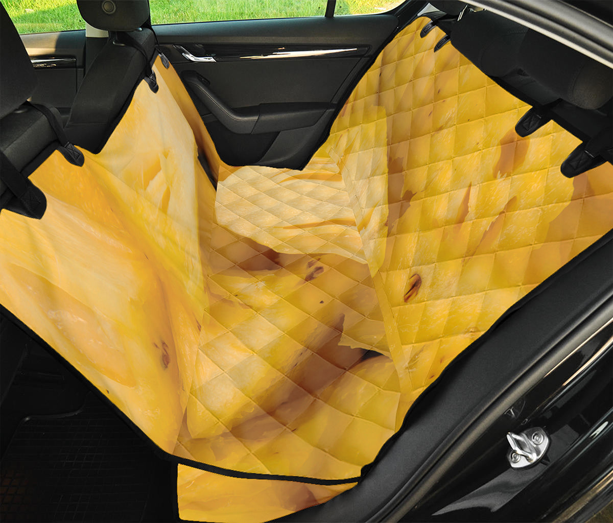 Yellow Pineapple Pieces Print Pet Car Back Seat Cover