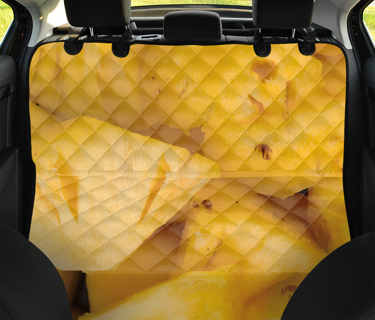 Yellow Pineapple Pieces Print Pet Car Back Seat Cover