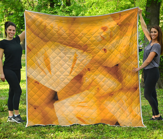 Yellow Pineapple Pieces Print Quilt