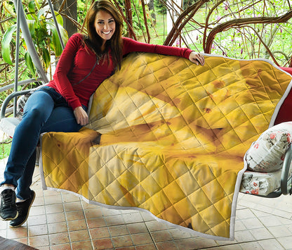 Yellow Pineapple Pieces Print Quilt