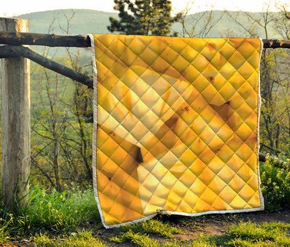 Yellow Pineapple Pieces Print Quilt