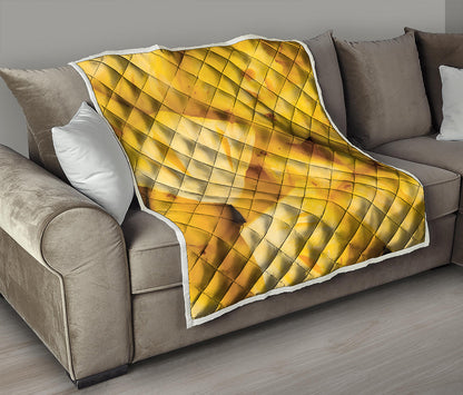 Yellow Pineapple Pieces Print Quilt