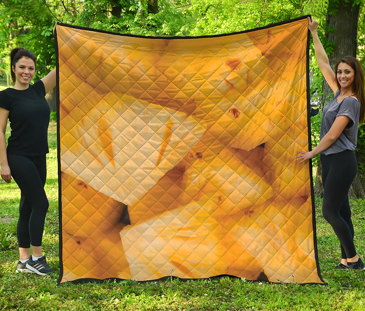 Yellow Pineapple Pieces Print Quilt