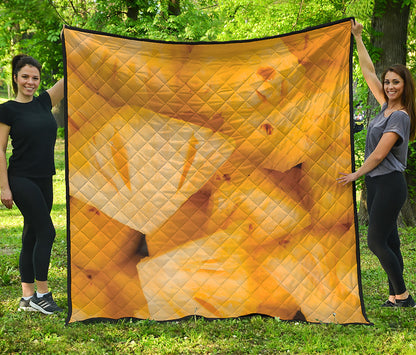 Yellow Pineapple Pieces Print Quilt