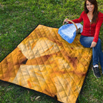 Yellow Pineapple Pieces Print Quilt