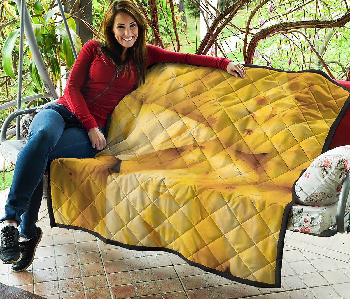 Yellow Pineapple Pieces Print Quilt