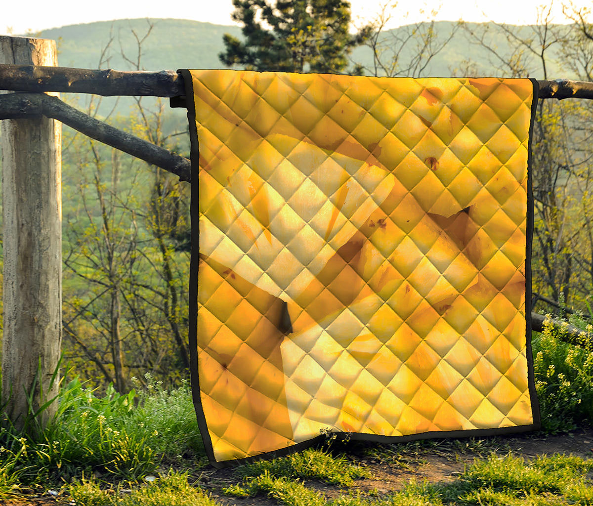 Yellow Pineapple Pieces Print Quilt