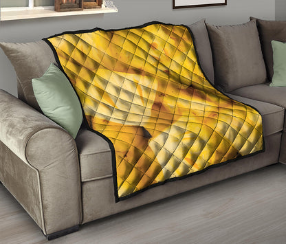 Yellow Pineapple Pieces Print Quilt