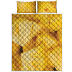 Yellow Pineapple Pieces Print Quilt Bed Set