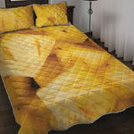 Yellow Pineapple Pieces Print Quilt Bed Set