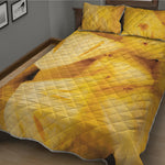 Yellow Pineapple Pieces Print Quilt Bed Set
