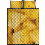 Yellow Pineapple Pieces Print Quilt Bed Set