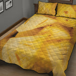 Yellow Pineapple Pieces Print Quilt Bed Set