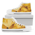 Yellow Pineapple Pieces Print White High Top Sneakers