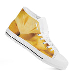 Yellow Pineapple Pieces Print White High Top Shoes