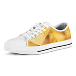 Yellow Pineapple Pieces Print White Low Top Shoes