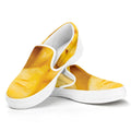 Yellow Pineapple Pieces Print White Slip On Sneakers