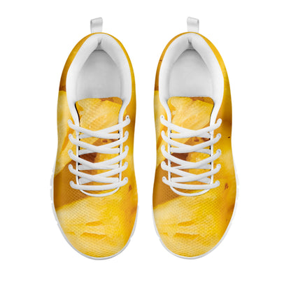 Yellow Pineapple Pieces Print White Sneakers