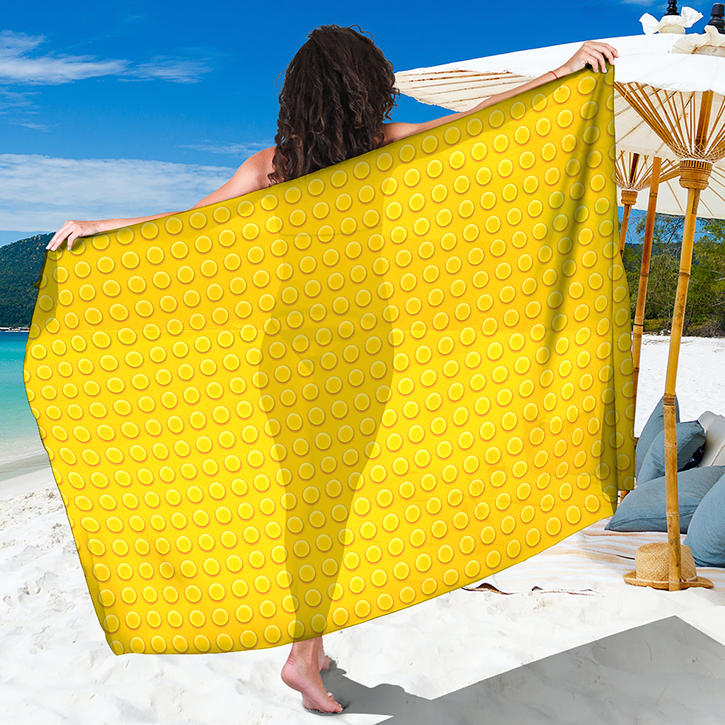 Yellow Plastic Building Blocks Print Beach Sarong Wrap