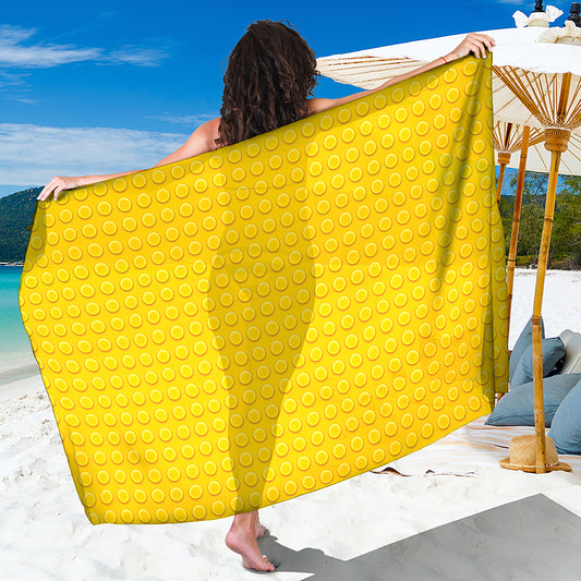 Yellow Plastic Building Blocks Print Beach Sarong Wrap