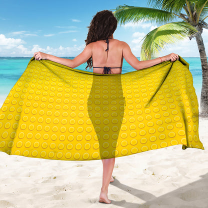 Yellow Plastic Building Blocks Print Beach Sarong Wrap