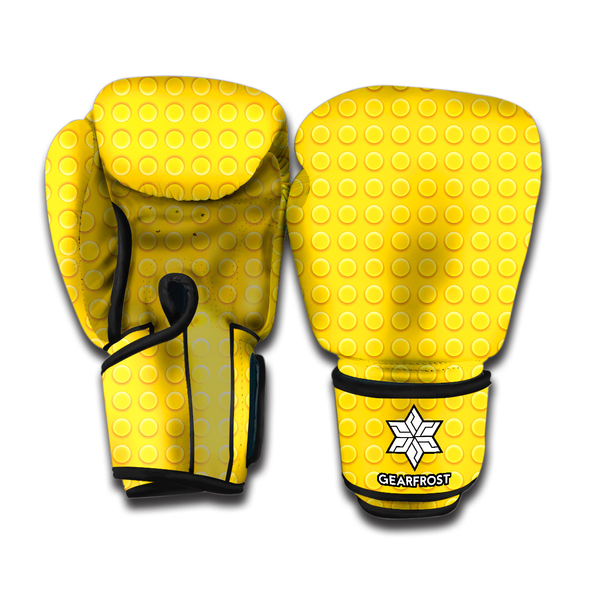 Yellow Plastic Building Blocks Print Boxing Gloves