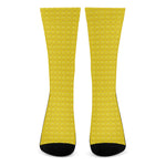 Yellow Plastic Building Blocks Print Crew Socks