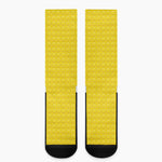 Yellow Plastic Building Blocks Print Crew Socks