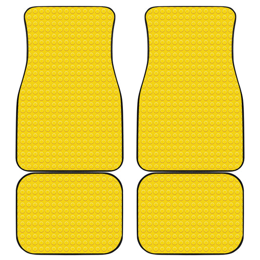 Yellow Plastic Building Blocks Print Front and Back Car Floor Mats