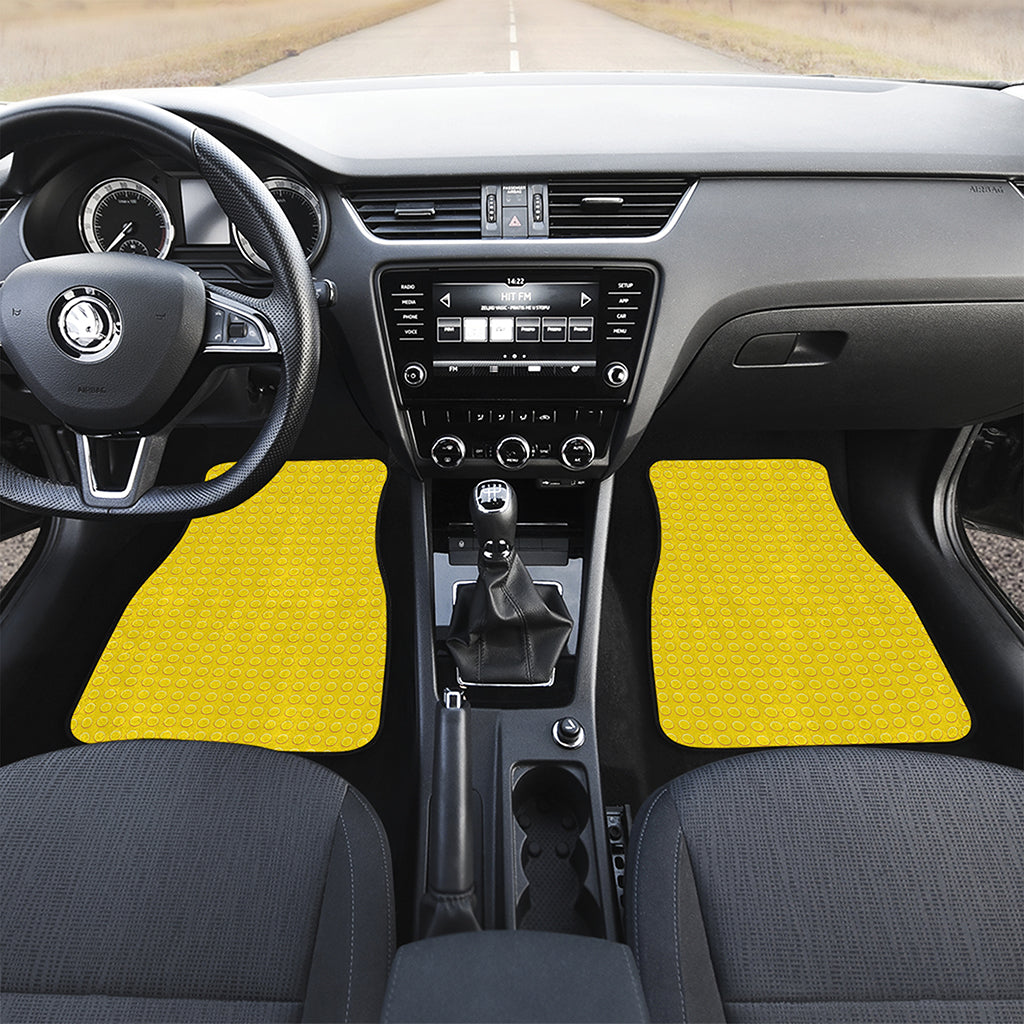 Yellow Plastic Building Blocks Print Front and Back Car Floor Mats