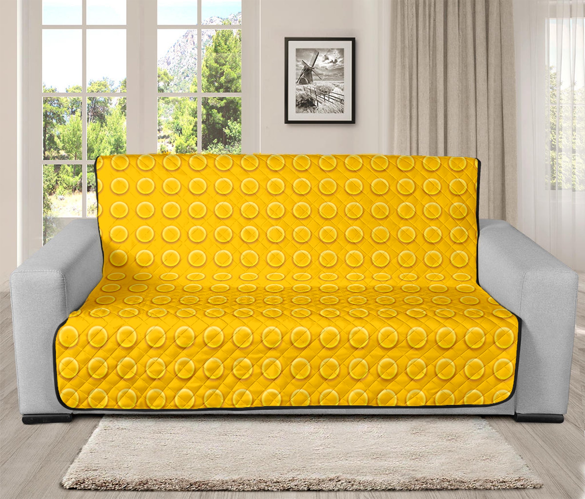 Yellow Plastic Building Blocks Print Futon Protector